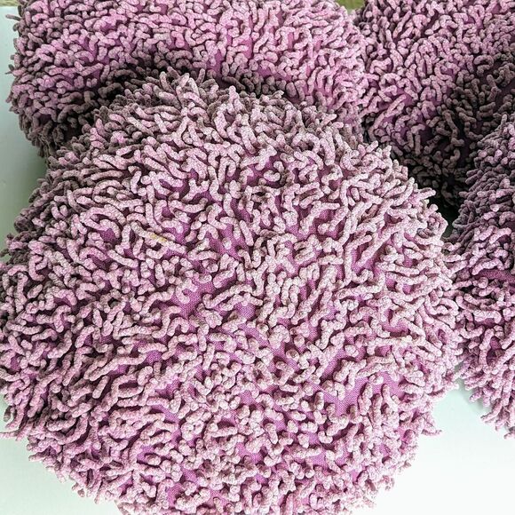 Vintage Lavender Shag Round Toss Pillows Set Of Four 12" Diameter - Picture 2 of 3